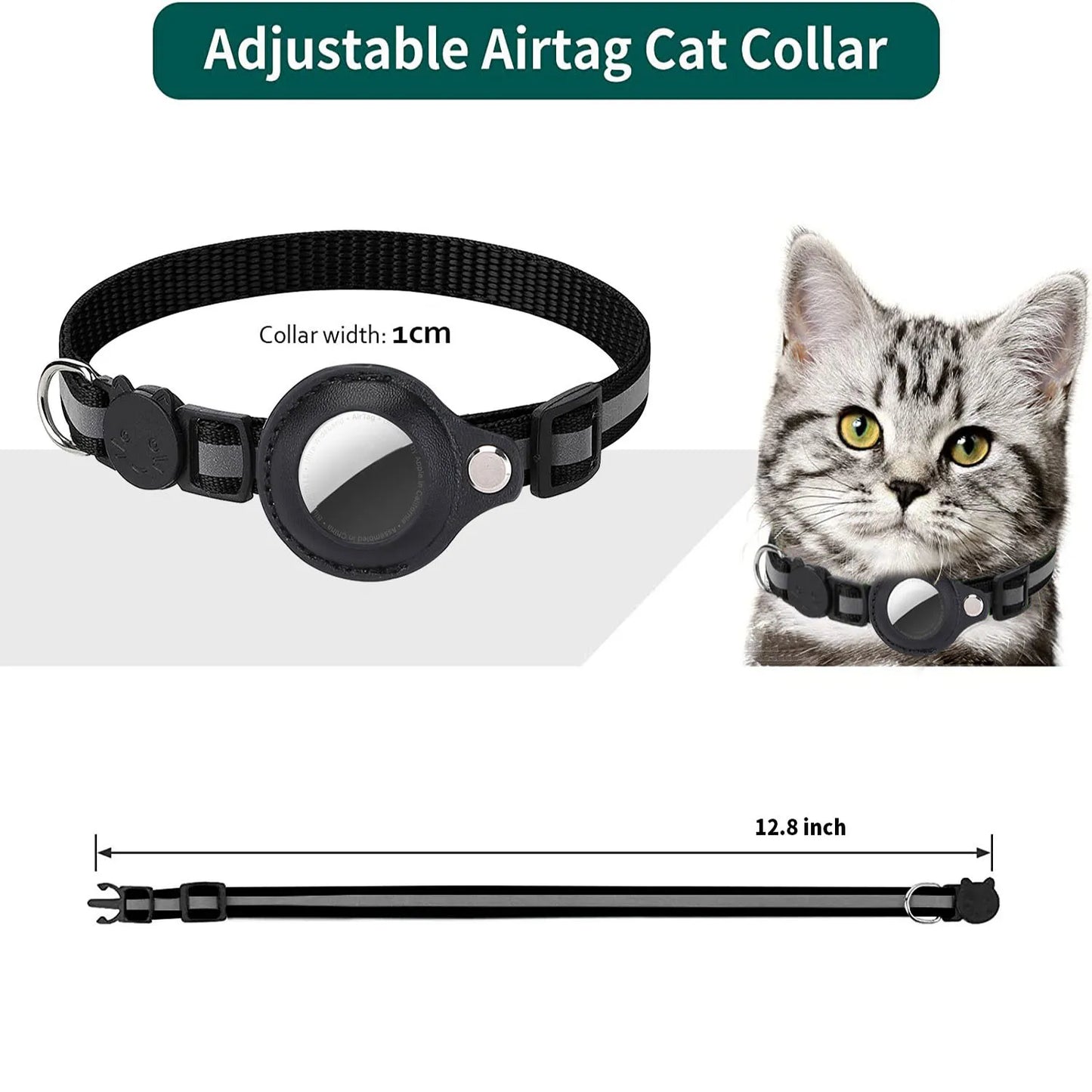 AirTag Cat Collar with Holder – Reflective & Safe | Taggytech