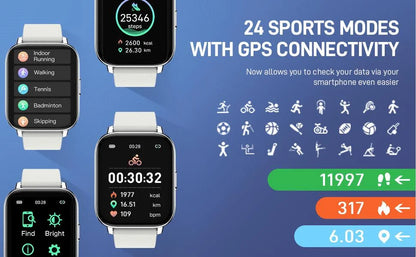 Jxrev Smartwatch 1,69" Touchscreen – Fitness- & Aktivitätstracker für Damen & Herren, Herzfrequenz & Schlafmonitor