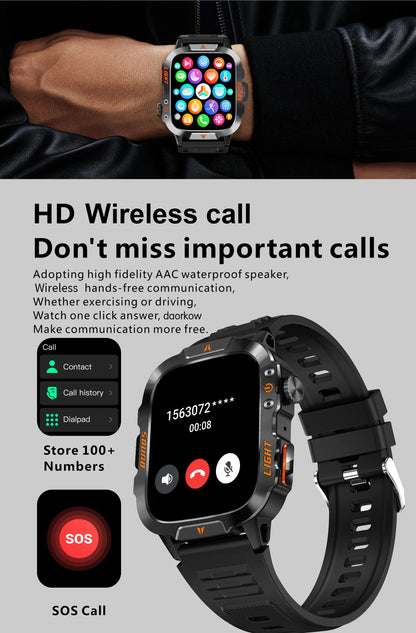 LIGE Militärische Smartwatch 2025 – Wasserdicht, Outdoor Sport Tracker, LED-Taschenlampe, Bluetooth-Anruf | Taggytech