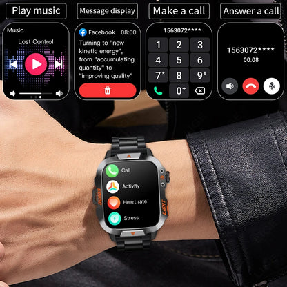 LIGE Militärische Smartwatch 2025 – Wasserdicht, Outdoor Sport Tracker, LED-Taschenlampe, Bluetooth-Anruf | Taggytech