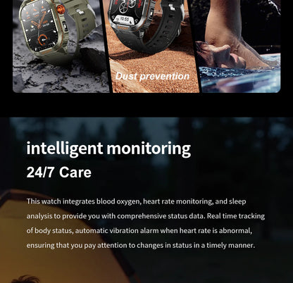 LIGE 2025 Professionelle Sport Smartwatch Herren – Outdoor Wasserdicht, LED-Taschenlampe, Bluetooth Anruf, 2,01" HD Display | Taggytech