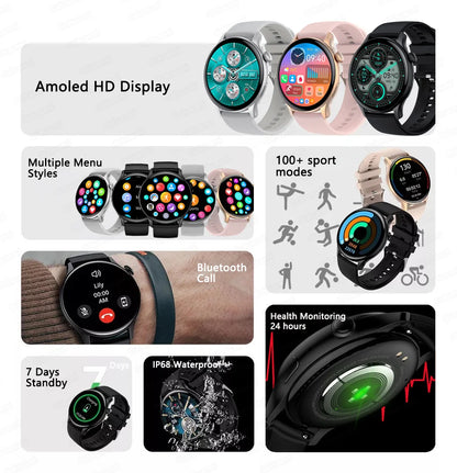 NFC Women's Smartwatch 2024 – 1.43" AMOLED, Bluetooth Call &amp; Fitness Tracking